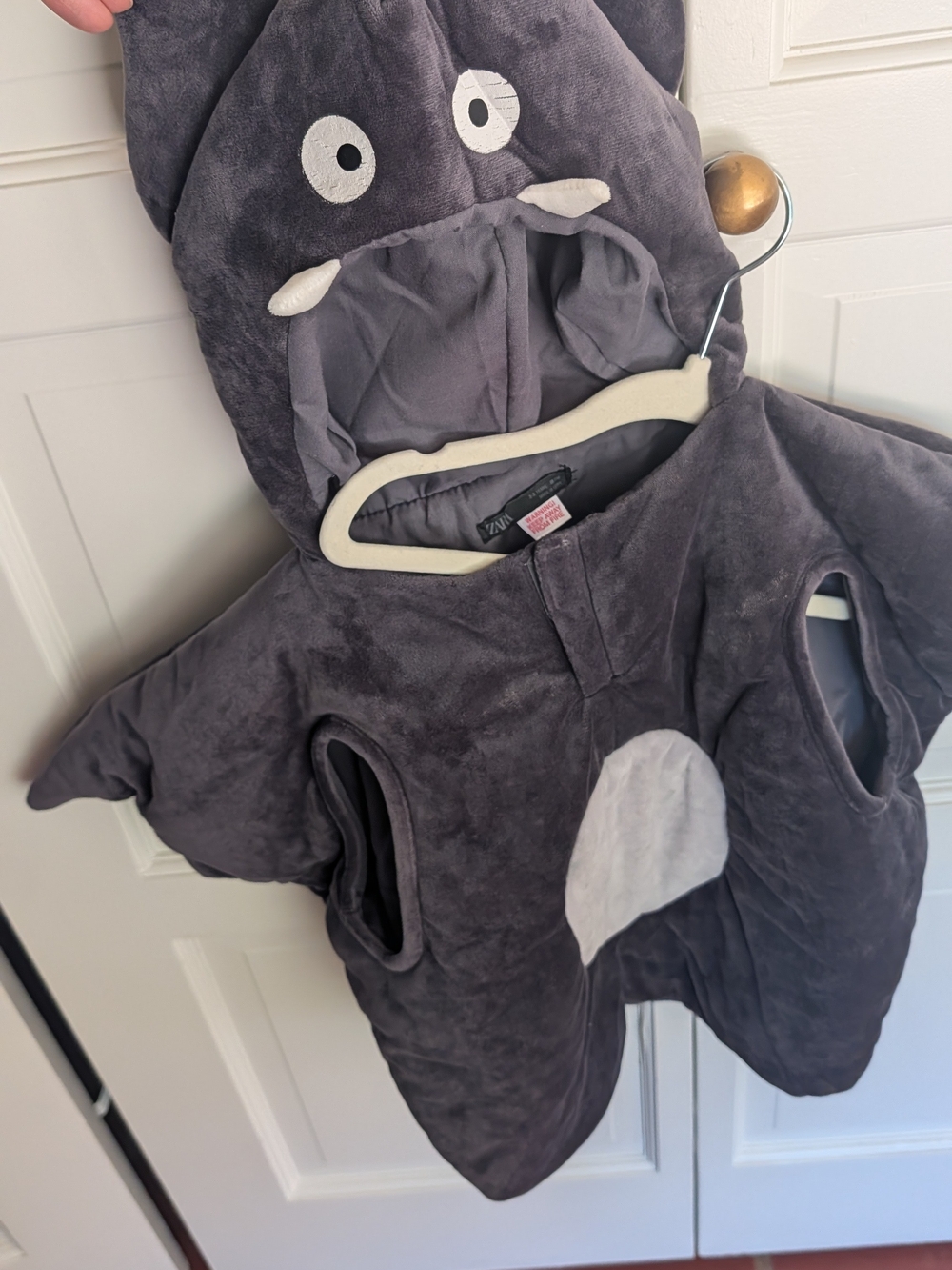 Zara Dark Gray Bat Costume with White Belly Accent - Kids Halloween
